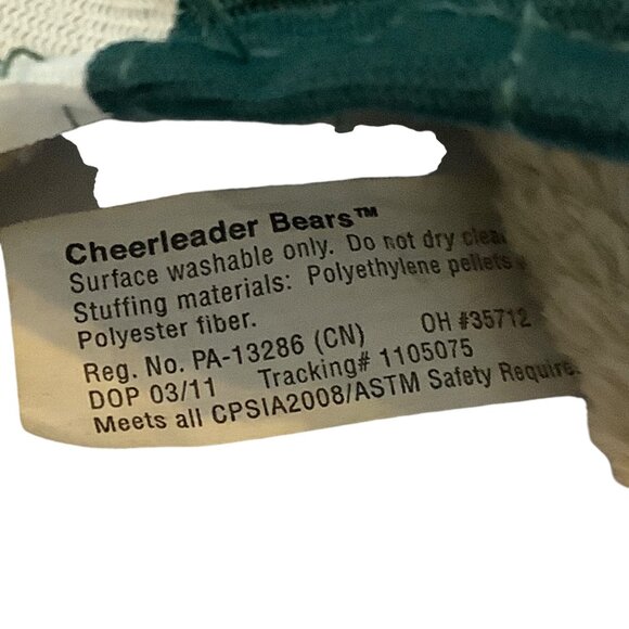 New York Jets Cheerleader Teddy Bear "Go Jets!" Plush Toy Hunter MFG Pom Pom 6" - Picture 3 of 8